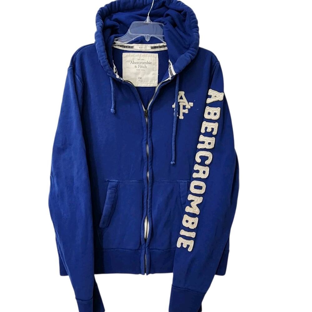 Abercrombie & Fitch Men's Royal Blue Full-Zip Hoodie